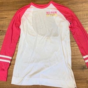 Hollister Pink and White Long Sleeve Tee